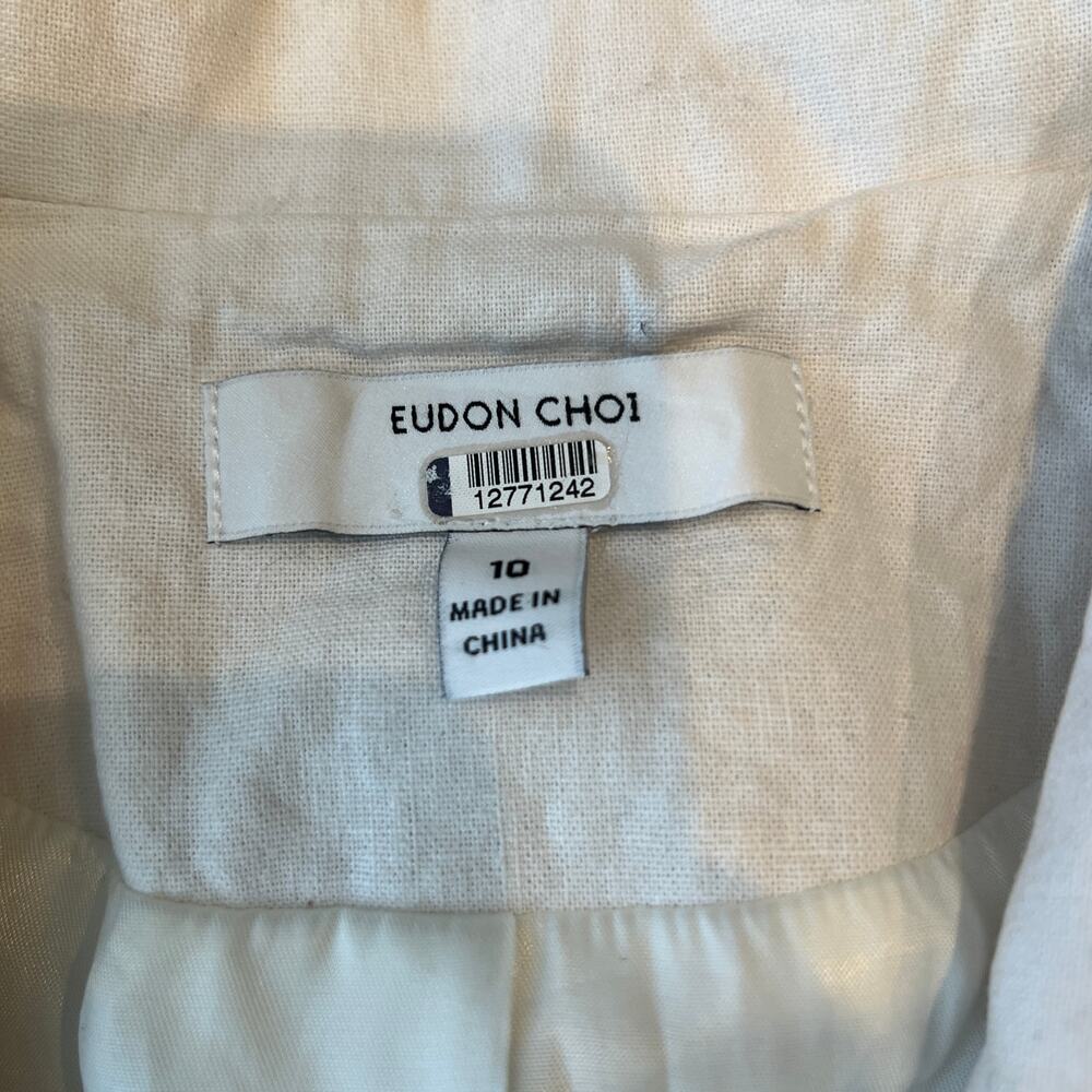 EUDON CHOI Women's Short Sleeve Linen Blazer Size 10 In Off-White - Picture 10 of 11